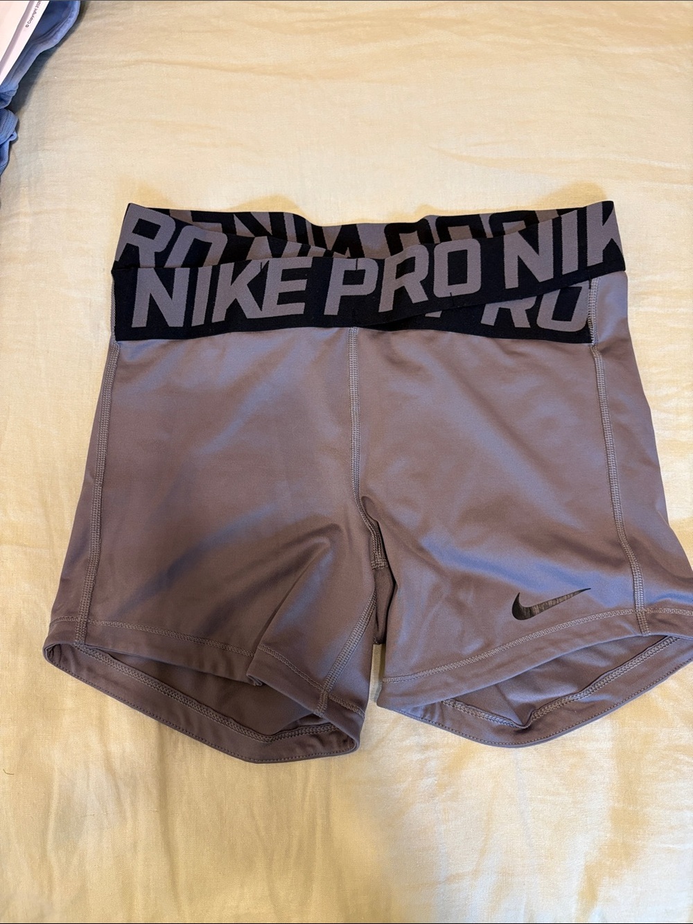 Nike Pro Women's Gray Compression Shorts with Branded Waistband